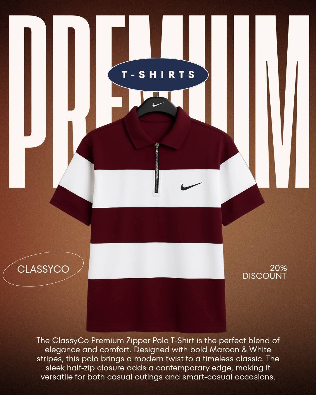 Premium Zipper Polo T-Shirt