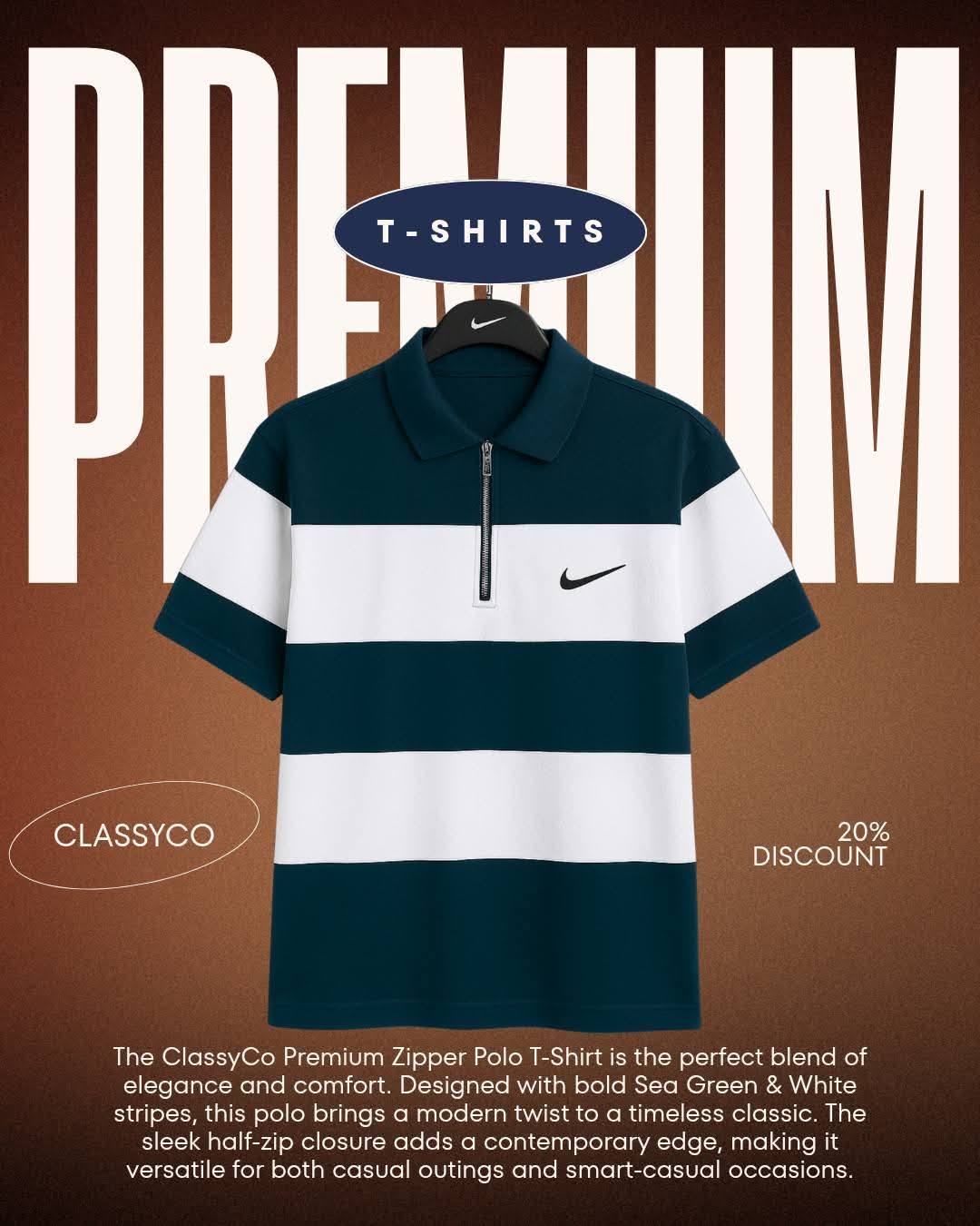 Premium Zipper Polo T-Shirt