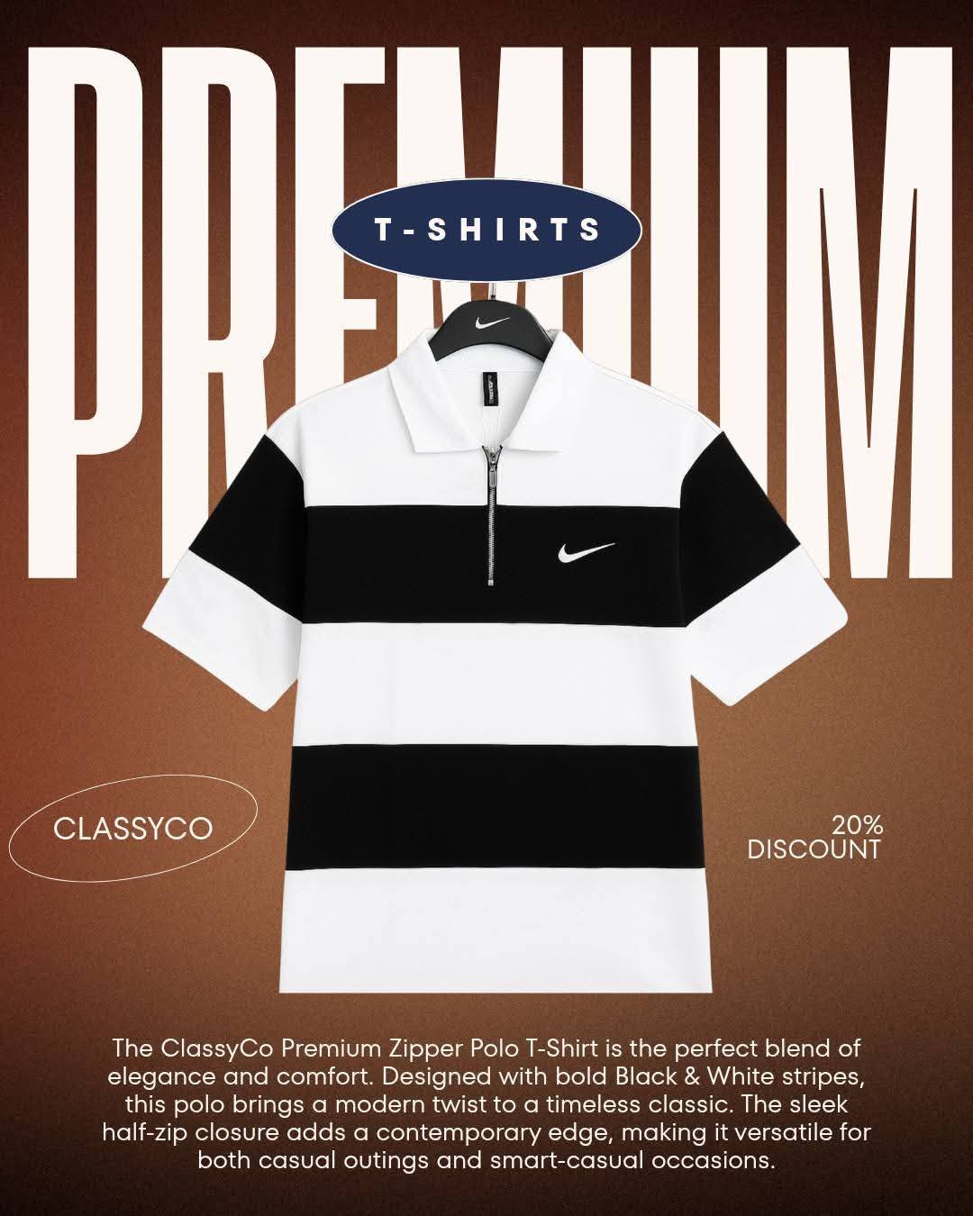 Premium Zipper Polo T-Shirt